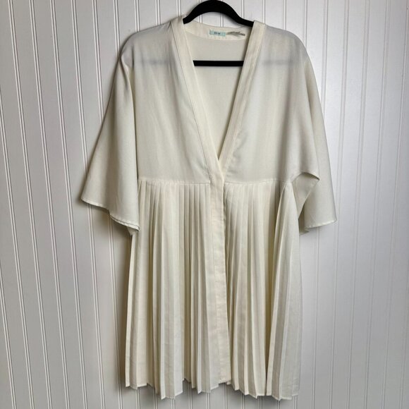 Kimchi Blue Ivory Pleated One Button Sheer Top/Jacket B9 - Picture 1 of 8
